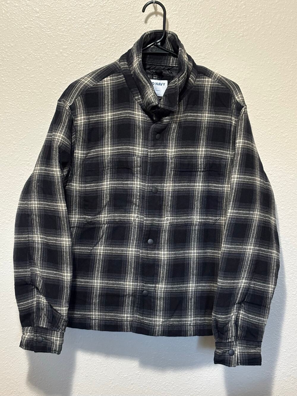 Men’s Old Navy Plaid Flannel Insulated Quilt Lined Chore Barn Jacket Coat, Large